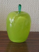 AVONDALE GREEN GLASS APPLE PAPERWEIGHT (with label showing GLASS BLOWER) WALES