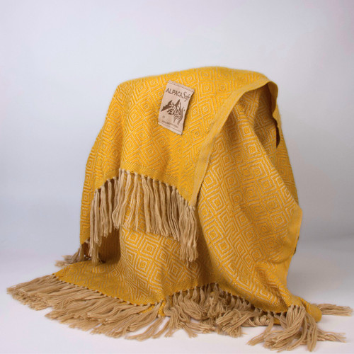 Alpaca wool blanket yellow - wool,