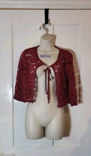 Womens Red Cropped Lace Bolero