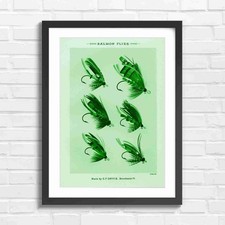 Vintage salmon fly fishing art - vintage,