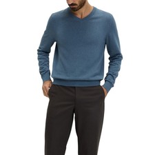 M&S Mens Jumper V Neck Long Sleeve Regular Fit Lightweight Knit Sweater
