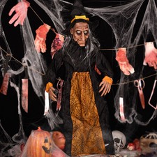 Halloween Decoration Life Size Animated Witch with Led Eyes And Spooky Sounds UK