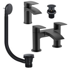 Matt Black Bathroom Tap Set