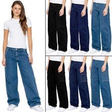 Womens Wide Leg Jeans Ladies