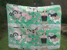 Farmer and Farm Fabric remnant, 48" x66". Poly cotton.
