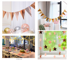 Glitter Triangle & Star Bunting Birthday Banner Garland Wedding Christmas Party