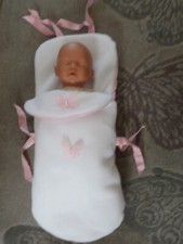 Doll's white fleece  bednest/ cosy toes for small dolls
