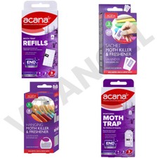 Acana Moth Killer Complete Range Hanging Units Traps Refill Lavender Freshener