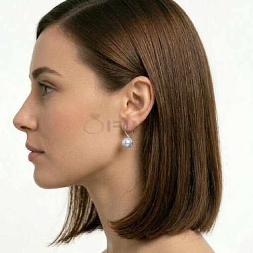 14ct gold round pearl earrings - round,