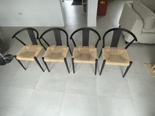 Black Wooden Wishbone Armchair Scandinavian Modern Carver Dining Chair