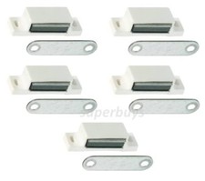 White 5 x Magnetic Cabinet Cupboard Door Catch 4kg 46mm Self-Aligning Magnet New