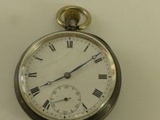 (ref288CL22) Solid silver antique Swiss made pocket watch ticking