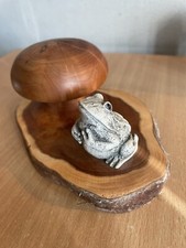 Toad & Toadstool Creation In Wood Sculpture Figure Decor Display Ornament