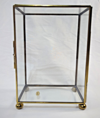 Vintage brass glass display - vintage,