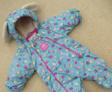 Jojo Maman Bebe SNOWSUIT 3-6M 💦🐰 BUNNY Fleece Lined All In One PRAMSUIT Nr NEW