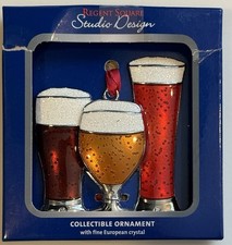 Beer Glasses Christmas Ornament Fine European Crystal Regents Square HLD Global