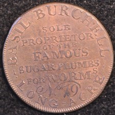 Middlesex Burchell Sugar Plumbs for Worms Halfpenny Conder Token DH274 UNC (T11)