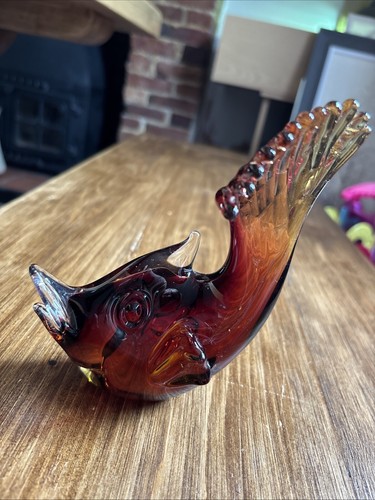 Vintage amber brown glass - amber, /