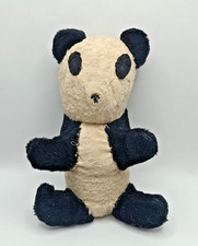 VINTAGE HANDMADE PANDA PLUSH. 1960s. 12" TALL. WELL LOVED.