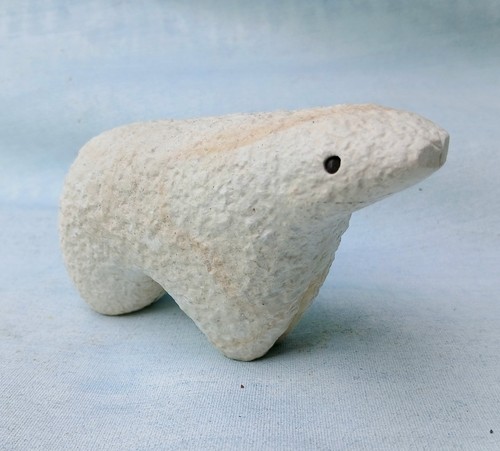 Hand made stone bear sculpture - made,