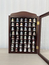 Lovely Vintage Glass Thimble Cabinet 48 Thimbles Solid Well Made Thimble Holder