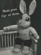 Knitting Pattern Vintage 1940s Soft Toy Bunny Rabbit.