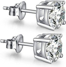 Elegant 18K White Gold Filled Cubic Zirconia Stud Earrings For Men Women Girls