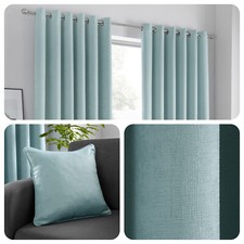 Fusion STRATA Duck Egg Blue Dim Out Eyelet Curtains