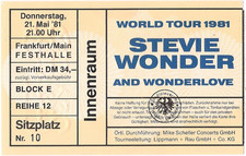 Stevie Wonder  In Concert 1981 Frankfurt  Ticket / Konzertkarte / Eintrittskarte