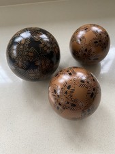 Set of 3 Deco Balls Brown and Black  Patterned Decorative Ornament