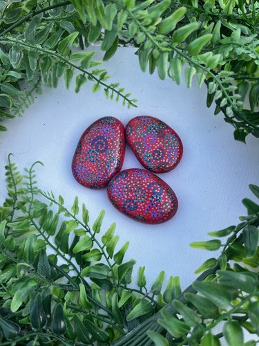 Hand painted stones trio of - hand,