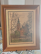Vintage Hans Kruuse (1893-1964) Original Etching of Rosenborg Castle Copenhagen