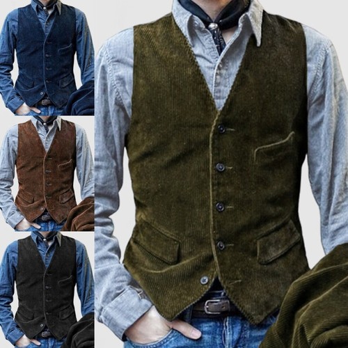 Mens retro sleeveless corduroy - retro,