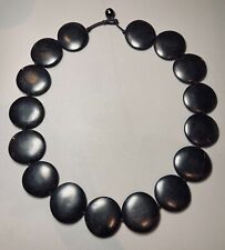 Huge Black Ebony Disc Beads African Tribal Statement Necklace