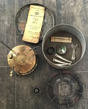 Old Vintage Burmos Camping Stove With Accessories In Old Tin Untested Made Uk