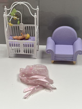 Vintage Barbie Nursery  Chair Bed Baby Lot Bundle