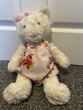 Ted Baker Cream Teddy Bear, Pink Floral + Birds Dress Plush Soft Toy Comforter