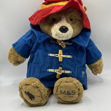 M&S Paddington Bear Plush Toy 2017 – Blue Duffle Coat Red Hat Collectible Teddy