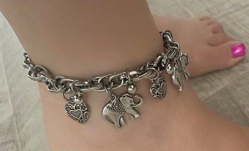Silver elephant heart charm - heart,
