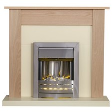 Adam Southwold Fireplace in Oak & Cream with Helios Electric Fire in Brushed ...