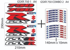 SUZUKI GSXR 750 Manufacturer Logos & Wheel Rim Stickers Decals Kit Pack
