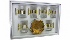Turkish Arabic 6pcs Glass Tea & Kahwa Serving Set With Saucers Gift