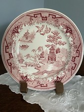Vintage American Sterling China Red Willow Pattern 25cm Dinner Plates