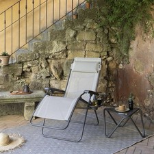 Lafuma Recliner Foldable Beige / Grey Sun Lounger RRP £179 - HOUSE CLEARANCE!