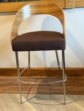 Zebrano laminate, brown seat high bar stool