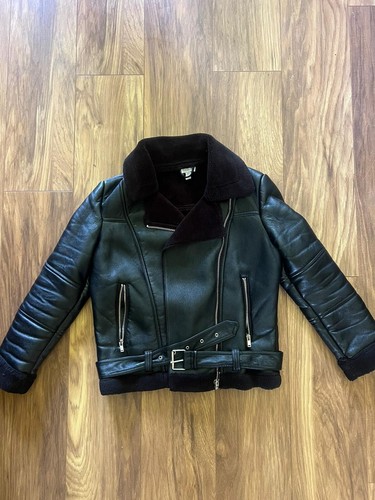 Topshop black aviator biker - black,