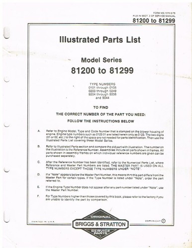 Briggs stratton cyl series - &,