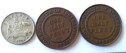 Australia silver sixpence - australia, coin