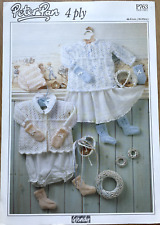 Baby girls traditional layette KNITTING PATTERN Lace matinee coat  Peter Pan 763