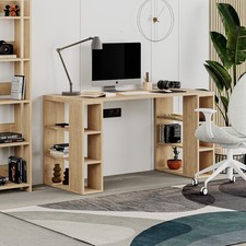 Colmar Working Table with 6 Storage Shelves – 140cm Wide Desk for Home Office